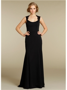 Scoop Neckline Alencon Lace Shoulder Open Back Bridesmaid Dress