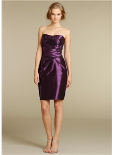 Strapless Asymmetrically Draped Bodice Short Bridesmaid Dress