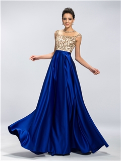 Charming A-Line Jewel Neckline Appliques Long Evening Dress