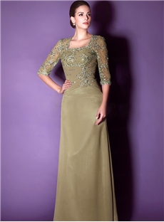Custom Made Beaded Chiffon Half Sleeves Mother Of The Bride Dresses