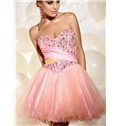 Lovely Mini Beading Sweetheart Strapless Homecoming Cocktail Dress