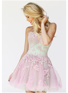 Adorable Sweetheart Embroidery A Lineshort Sweet 16 Prom Dres