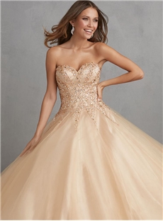 Adorable Princess Long Embellished Beaded Tulle Strpless Sweetheart Wedding Dresses