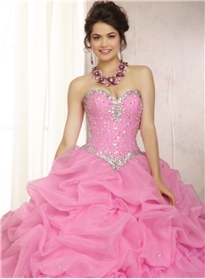 Eye Popping Princess Ruffled Organza Strapless Sweetheart Neck Beaded Basque Waistline Wedding Dresses