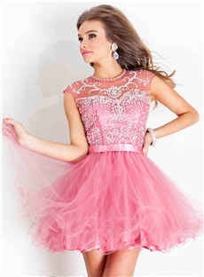 Adorable Appliques Lace Back Short Sweet 16 Homecoming Dress