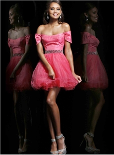 Attractive Off The Shoulder Zipper Up Short Sweet 16 Prom Dress