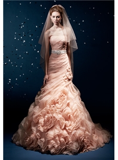Amazing Trumpet Mermaid Strapless Chapel Train Ruffles Wedding Dress