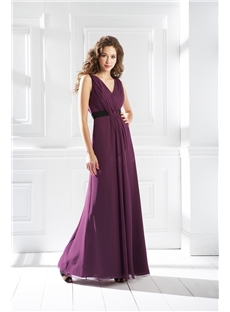 Elegant V Neck Open Back Floor Length Bridesmaid Dress