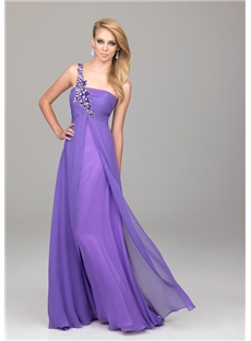One Shoulder Floor Length Sweep Homecoming Prom Dress