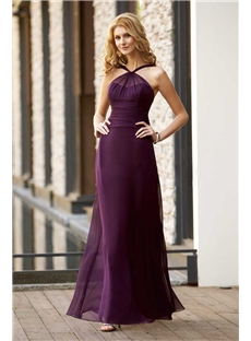 Halter Straps Neckline Floor Length Sheath Column Bredesmaid Dress