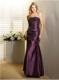 Strapless Floor Length Sheath Column Bridesmaid Dress