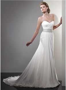 Airy Empire Sweetheart Court Train Wedding Dress