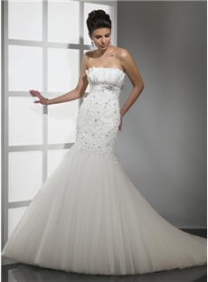Spectacular Trumpet Mermaid Strapless Court Train Wedding Dress