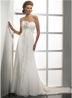 Plain Empire Sweetheart Chapel Train Wedding Dress