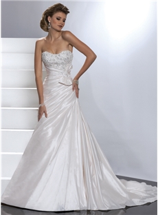 Noble A Line Sweetheart Chapel Train Bowknot Wedding Dress