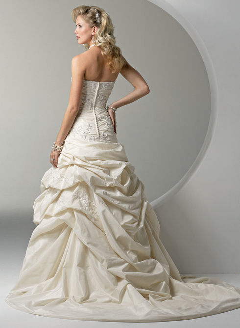 Classic A-Line Strapless Chapel Trian Draped Wedding Dresson Sale With Price USD$ 187.19