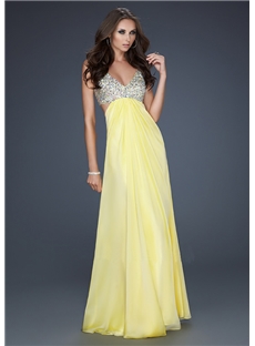 Sexy A Line V Neck Straps Beading Long Prom Dress