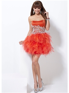 Charming A Line Strapless Appliques Mini Cocktail Dress