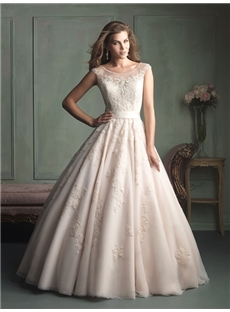 Beautiful Ball Gown Floor Length Court Train Appliques Beading Wedding Dress