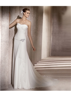 Luxurious Strapless Watteau Train Floor Length Wedding Dresses