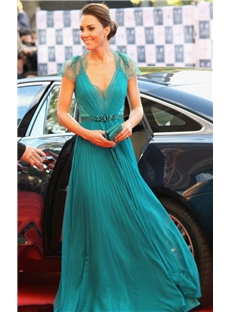 Fashion Concise V Neck Beading A Line Floor Length Evening Dress