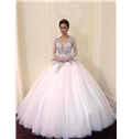 New Beads Crystal Wedding Dresses Hollywood Level Long Sleeves Floor Length Backless Wedding Dress