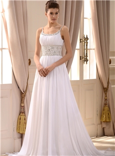 Gorgeous Empire Spaghetti Straps Sleeveless Beaded Court Train Wedding Dress