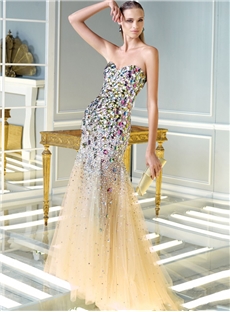 Shining Sheath Beading Sweetheart Floor Length Evening Dress