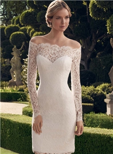 Fabulous And Stunning Sheath Scalloped Off The Shoulder Neck Sheer Scalloped Back Wedding Dress
