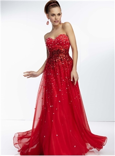 Gorgeous Beading Sweetheart Floor Length Evening Homecoming Prom Dress
