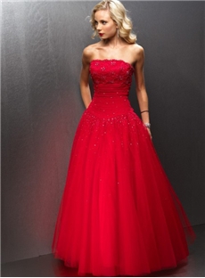 Gorgeous Beading Strapless Zipper Up Floor Length Evening Formal Prom Dress