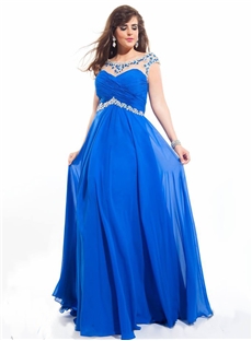 Gorgeous A Line Bateau Floor Length Plus Size Evening Dresses
