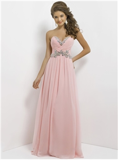 Elegant A Line Sweetheart Beading Floor Length Zipper Up Evening Dress