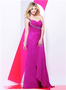 Boutique Sweetheart One Shoulder Beading Floor Length Prom Dress