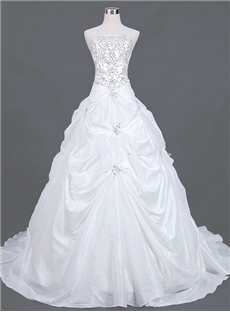 Elegant Embroidry Chapel Strapless Wedding Dress