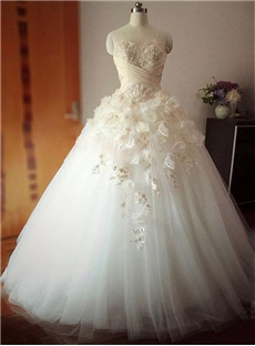 Delicate Ball Gown Intricate Detail Soft Petal Detail Sweetheart Beading Wedding Dress