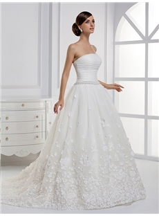 Elegant Ball Gown Dramatic Embellishment Detail Strapless Wedding Dress
