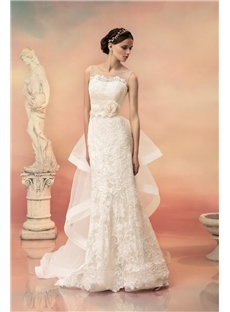 Exquisite Mermaild Flowing Lace Transparent Back Beading Strapless Wedding Dress