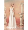 Elegant A Line High Waist Line Embroidered With Fowers Beading Wedding Dress