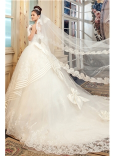 Charming A Line Floor Length Square Neckline Cathedral Wedding Dress
