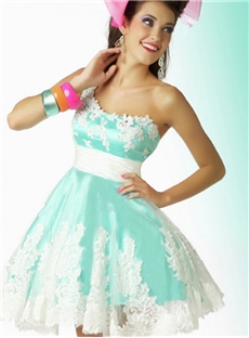 Boutique Sweetheart Embroidery One Shoulder Short Sweet 16 Dress