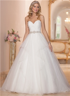 Figure Flattering Ball Gown Sweetheart Neckline Strapless Wedding Dress With Beaded Waistband