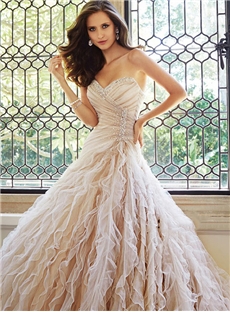 Elegant Enchanted A Line Beaded Sweetheart Neckline Strapless Wedding Dress