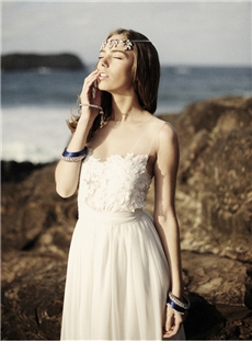Chic Flattering A Line Mesh Neckline Stretch Waist Whimsical Train Wedding Dress