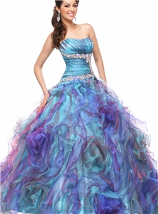 Luxurious Ball Gown Floor Length Strapless Beading Quinceanera Dress