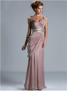 Boutique Straps Empire Ruffles A-Line Floor-Length Evening Dress