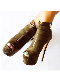 Amazing Peep Toe Wrap Buckles Ankle Boots
