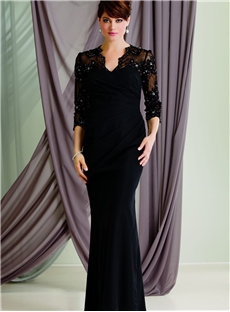 Gorgeous Sheath V-Neck Embroidery Floor-Length Evening Dress