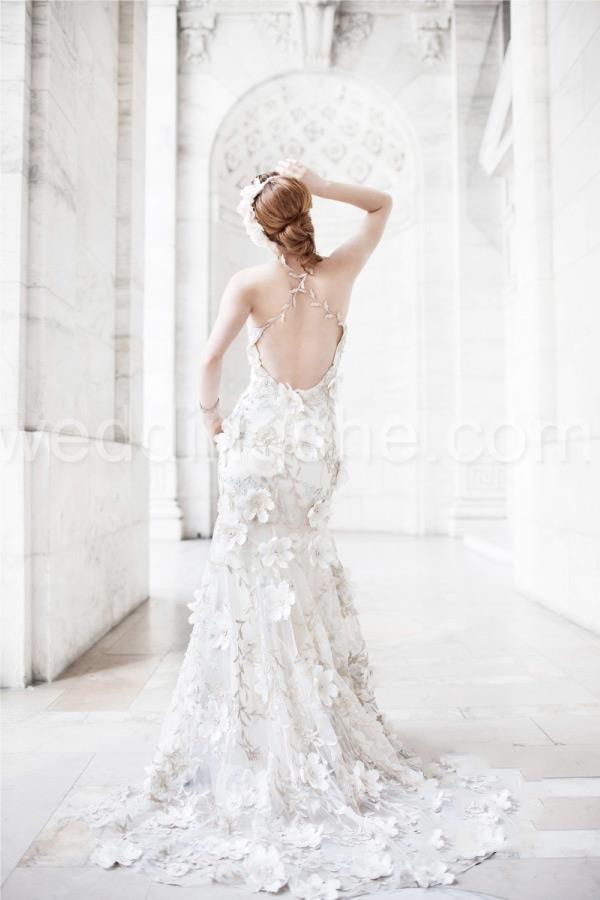 Breathtaking Dramatic Sheath Spaghetti Straps Sweetheart Neck Backless Appliques Wedding Dress