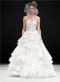 Demure Captivating A Line Sweetheart Neckline Zipper Up Back Ruffled Wedding Dress